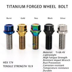 Titanium Wheel Forged Lug Bolt M14X1.5 M14X1.25 Suit To BMW Audi Mercedes Porsche Mini Volkswagen Volvo