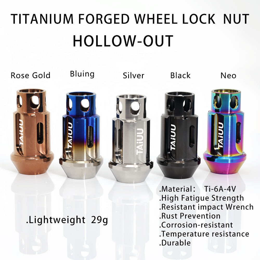 TAIIUU TIANIUM FORGED WHEEL LOCK LUG NUTS M12X1.5 M12X1.25 M14X1.5 SUIT TO TOYOT HONDA MAZDA FORD KIA TESLS