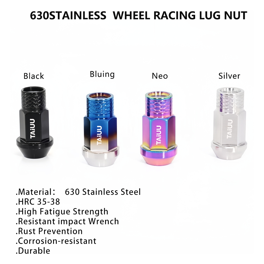 STAINLESS STEEL WHEEL FORGED RACING LUG NUT 14X1.5 12X1.5 12X1.25 SUIT TO FORD CADILLAC CHEVROLET TOYOTA HONDA MAZDA PORSCHE VOLVE VOLKSWAGEN