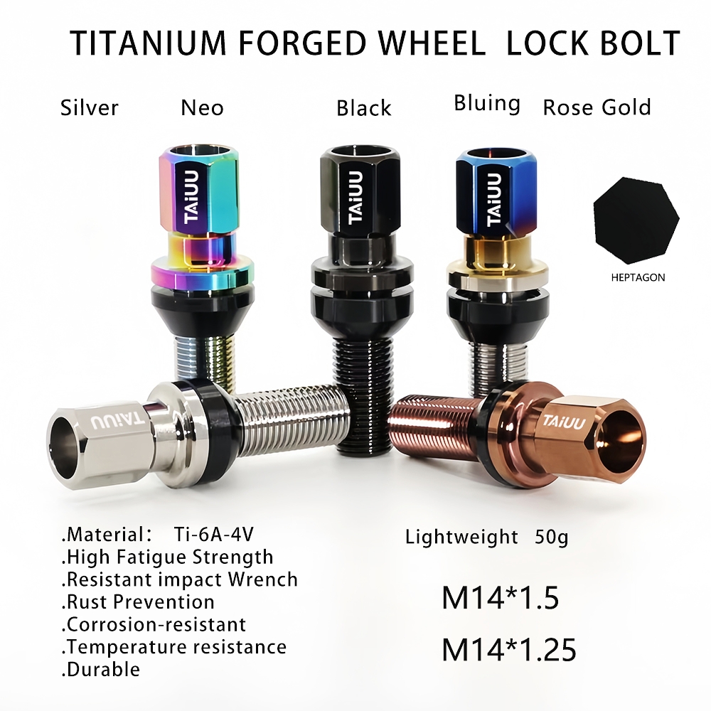 Titanium Wheel Forged Lock Lug Bolt M14X1.5 M14X1.25 Suit To BMW Audi Mercedes Porsche Mini Volkswagen Volvo