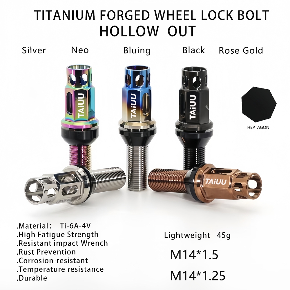 Titanium Wheel Forged Lock Lug Bolt M14X1.5 M14X1.25 Suit To BMW Audi Mercedes Porsche Mini Volkswagen Volvo