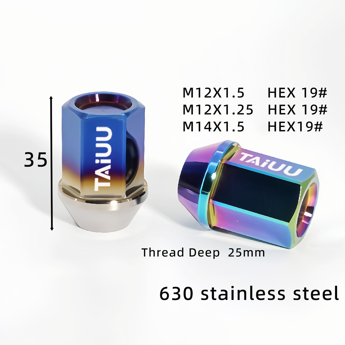 630 STAINLESS STEEL WHEEL FORGED LUG NUT 14X1.5 12X1.5 12X1.25 SUIT TO ACURA INFINITI HONDA LEXUS MAZDA MITSUBISHI NISSAN SUBARU SUZUKI HYUNDAI KIA BUICK CADILLAC CHEROLET CHRYSLER DODGE FORD LINCOLN JAGUAR LAND ROVER - Image 2