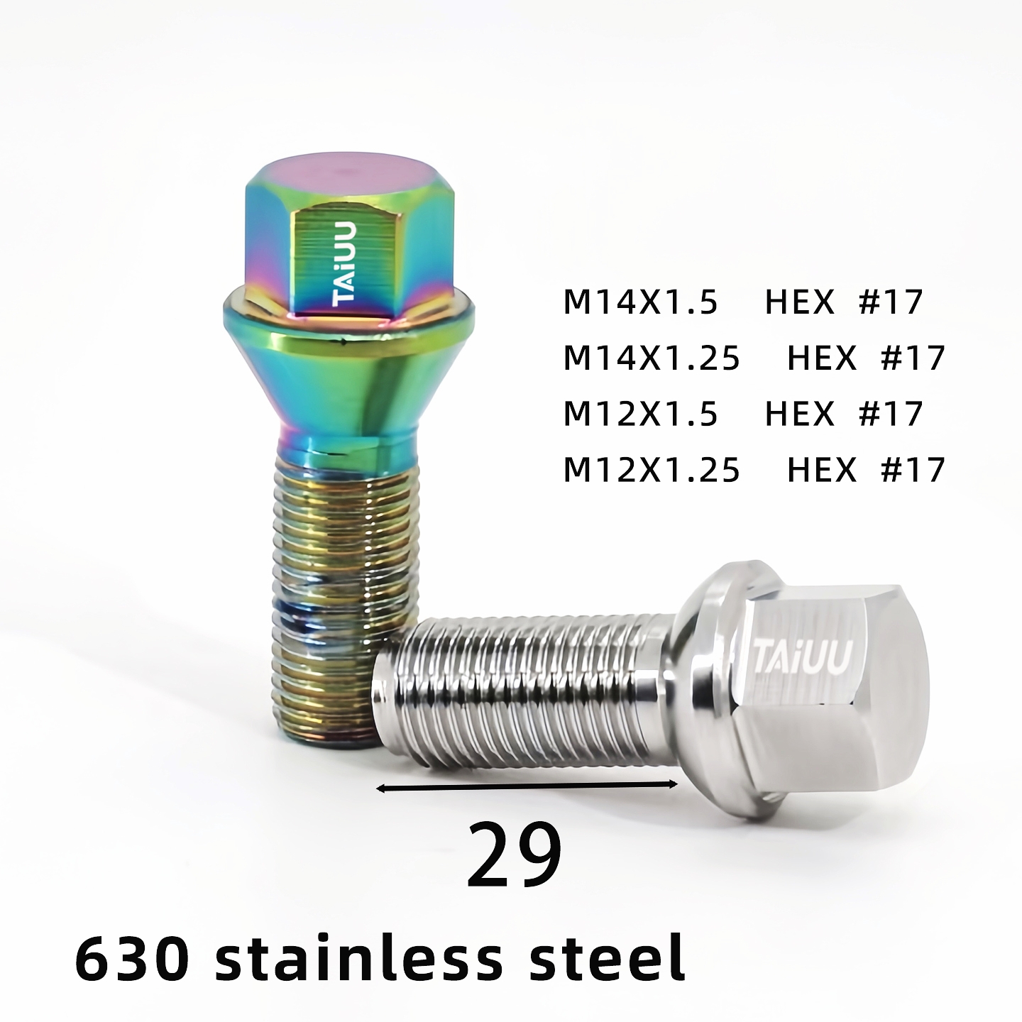 STAINLESS STEEL WHEEL FORGED LUG BOLT 14X1.5 14X1.25 SUIT TO AUDI BMW MERCDES BENZ MASERLATI MINI PORSCHE VOLKSWAGEN VOLVO - Image 4